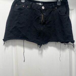 Boohoo Black Distressed Mini Skirt
